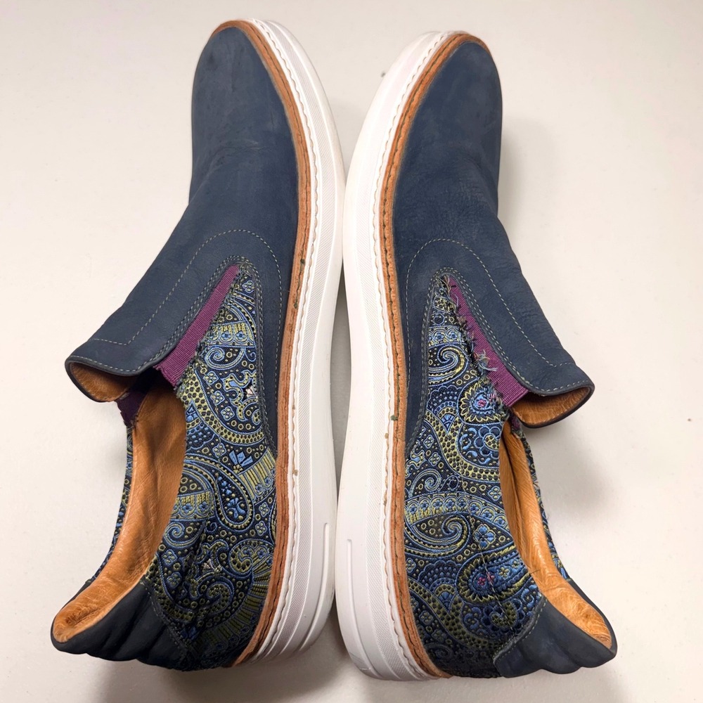 Robert Graham Paisley Leather Slip On Sneakers Made in Italy Blue Mens 13D - Picture 9 of 14